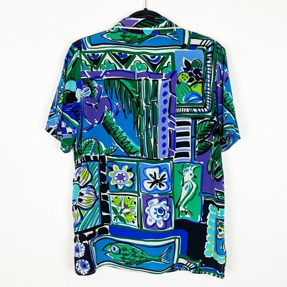 Bob Mackie Wearable Art Colorful Abstract Blouse Modern Retro Chic Small - Picture 4 of 12